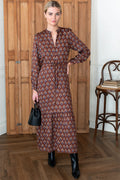 Frances 3 Dress - Library Flowers Cocoa