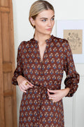 Frances 3 Dress - Library Flowers Cocoa