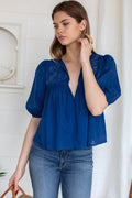 Embroidered Puff Isla Top