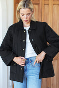 Quilted Barn Coat - Jet Black Organic
