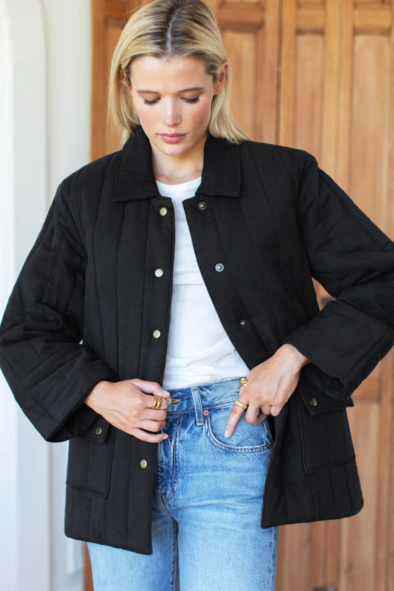 Quilted Barn Coat - Jet Black Organic