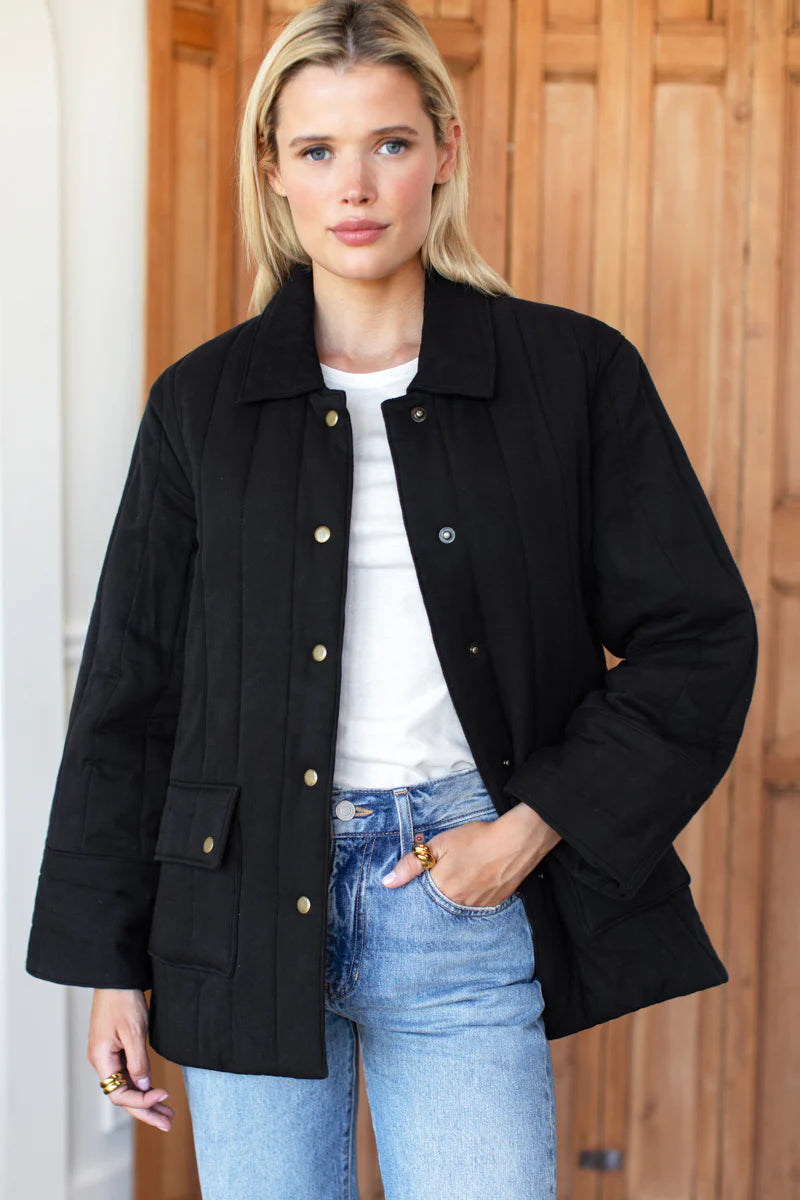 Quilted Barn Coat - Jet Black Organic