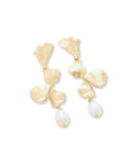Ginko Leaf Dangle Earrings Pearl