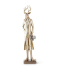 Gold Resin Standing Deer w/ Walking Stick