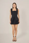 Allison Linen Bow Tie Long Top