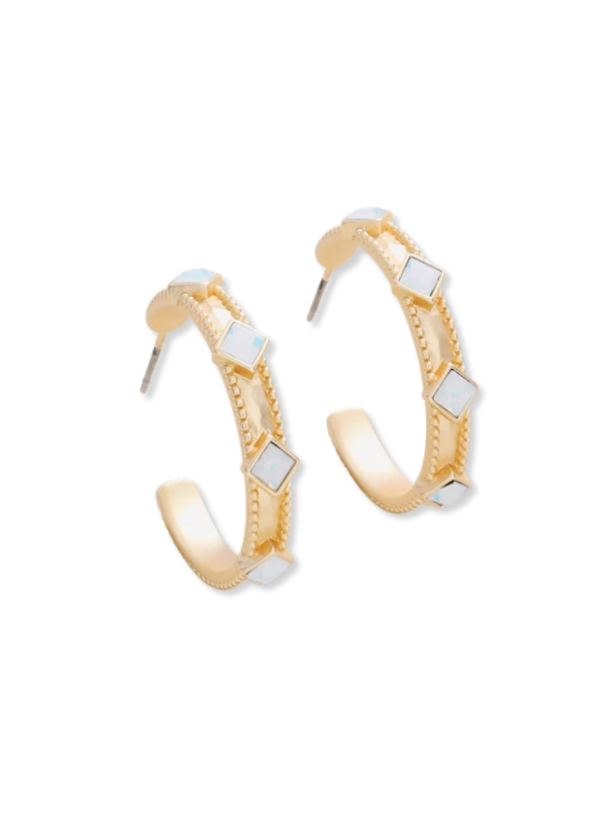 Harris Hoop Earrings 25mm White Opal