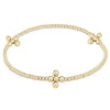 Signature Cross Gold Pattern 2mm Bead Bracelet - Classic Beaded Signature Cross Gold - 3mm Bead Gold