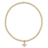 Classic Gold 2mm Bead Bracelet - Classic Beaded Signature Cross Gold Charm