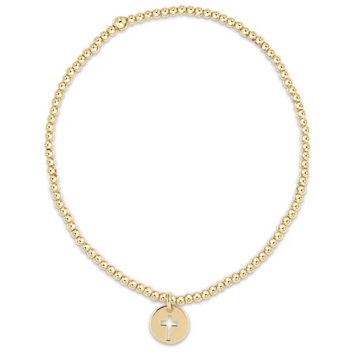 Classic Gold 2mm Bead Bracelet - Blessed Small Disc