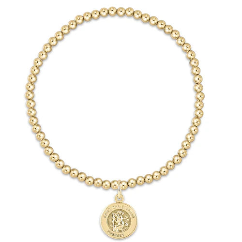 Classic Gold 3mm Bead Bracelet - Protection Small Gold Disc