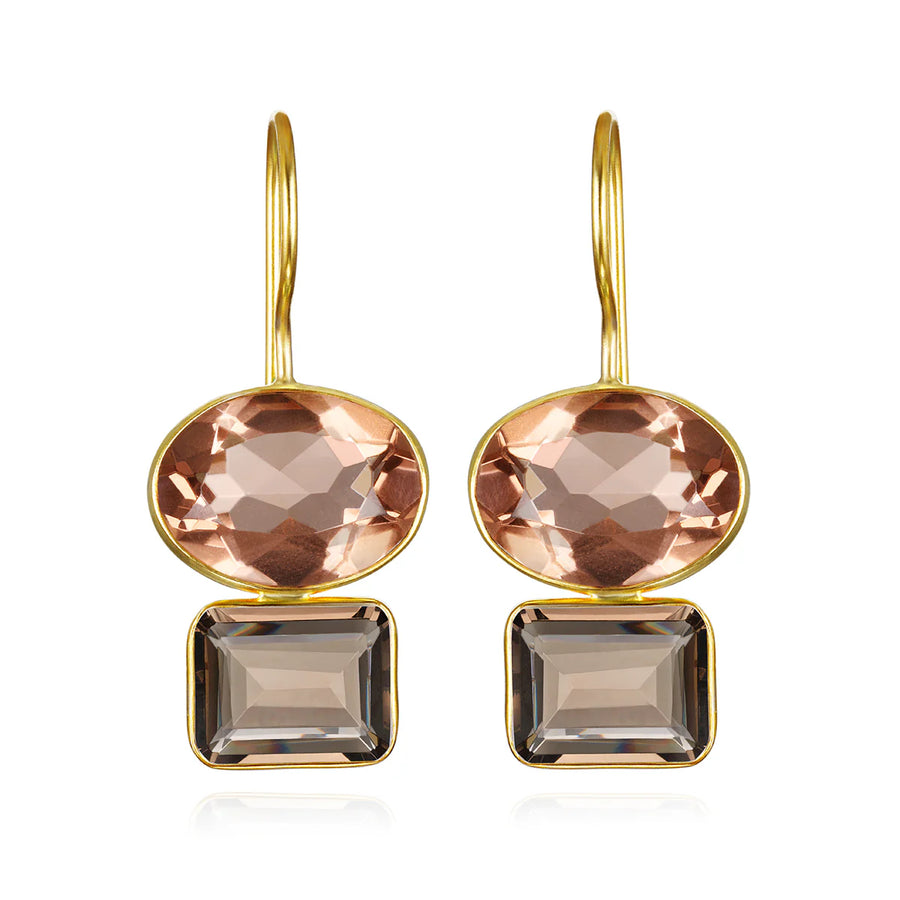 Double Valencia Earring-Smoky & Champagne Gold
