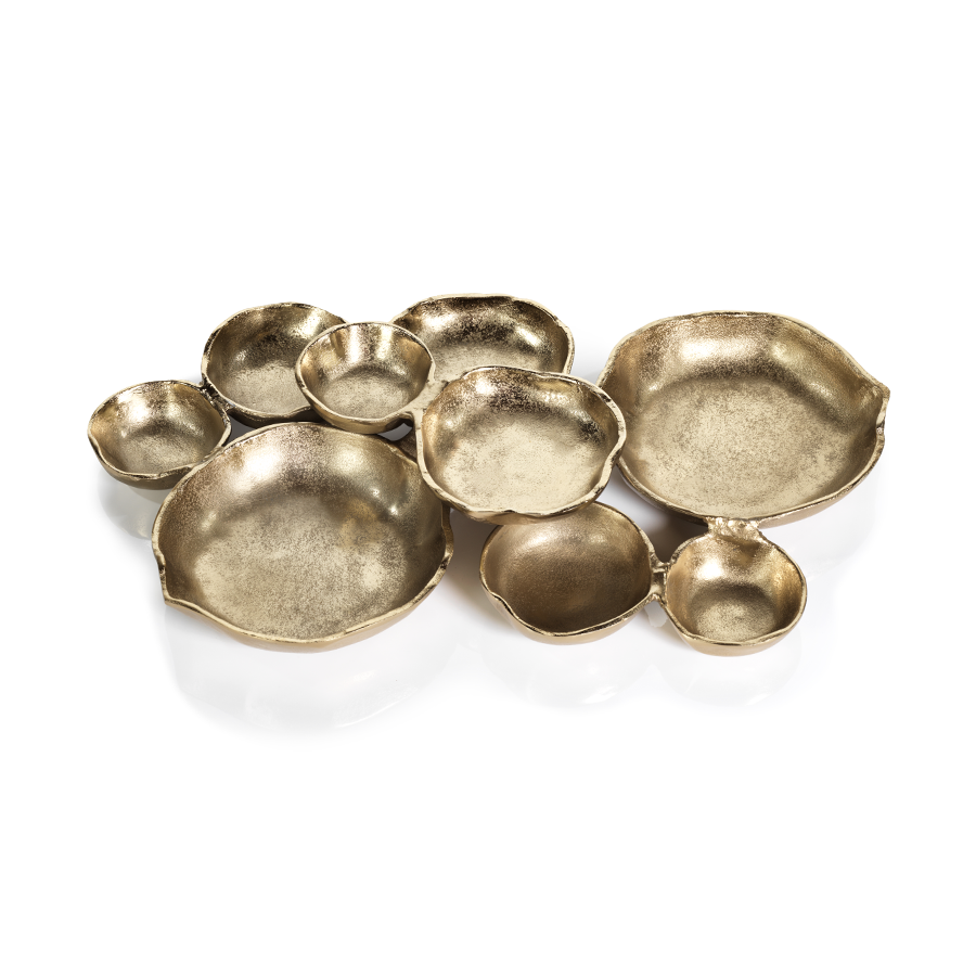 Cluster of Nine Serving Bowls - Dark Gold