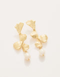 Ginko Leaf Dangle Earrings Pearl