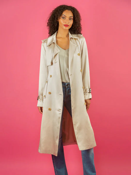 Something navy satin trench coat hotsell