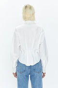 Julie Cotton Pleated Button-Front Shirt