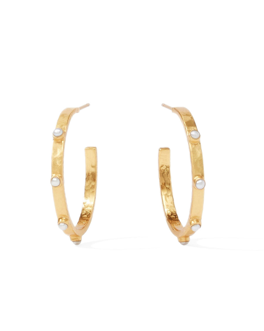 Crescent Stone Hoop Earrings
