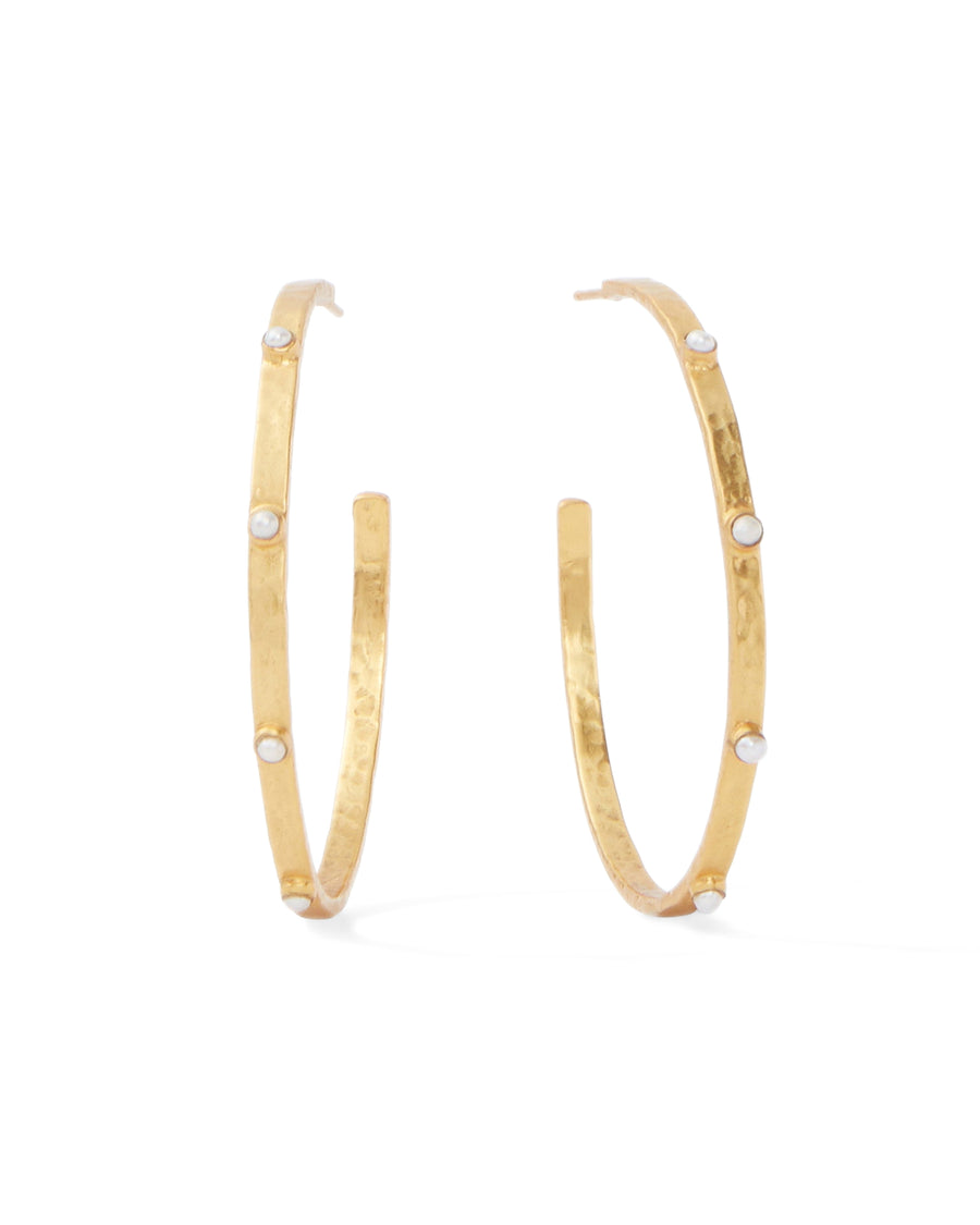 Crescent Stone Hoop Pearl