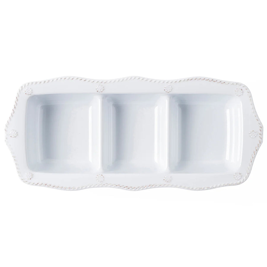 Berry & Thread Melamine 14" Triple Section Server - Whitewash