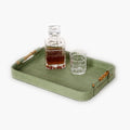 Monaco Green Faux Seagrass Rectangle Tray w/ Bamboo Handles
