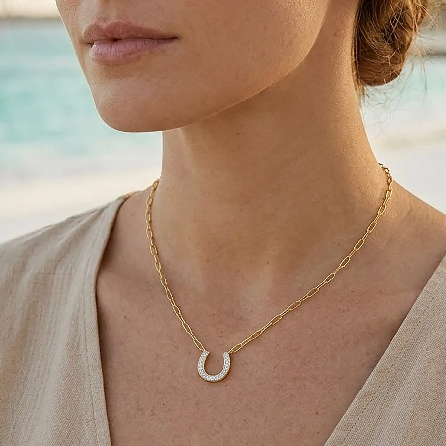 Lucky Horseshoe Pendant Necklace
