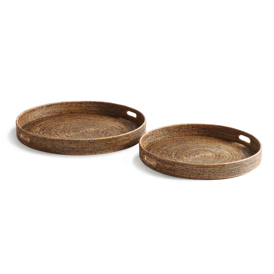 Burma Rattan Round Ottoman Tray