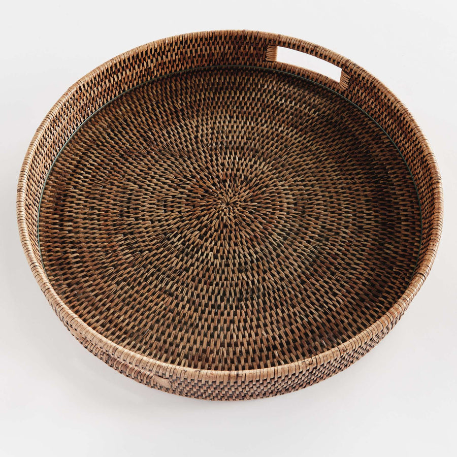 Burma Rattan Round Serving Tray - Large