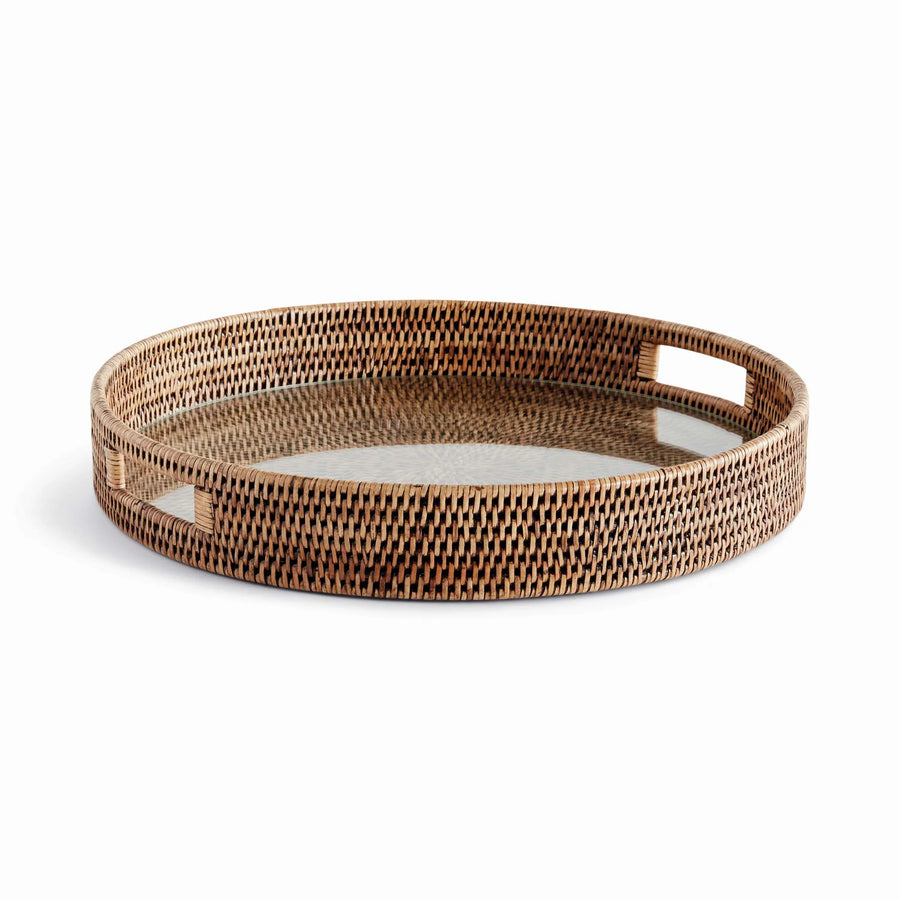 Burma Rattan Round Serving Tray - Large