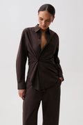 Mila Button Down Wrap Top - Hot Toddy