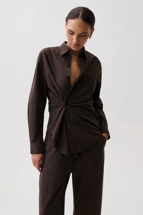 Mila Button Down Wrap Top - Hot Toddy