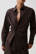 Mila Button Down Wrap Top - Hot Toddy