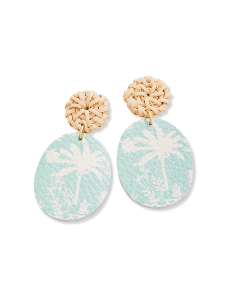 Palm Leather Earrings Blue