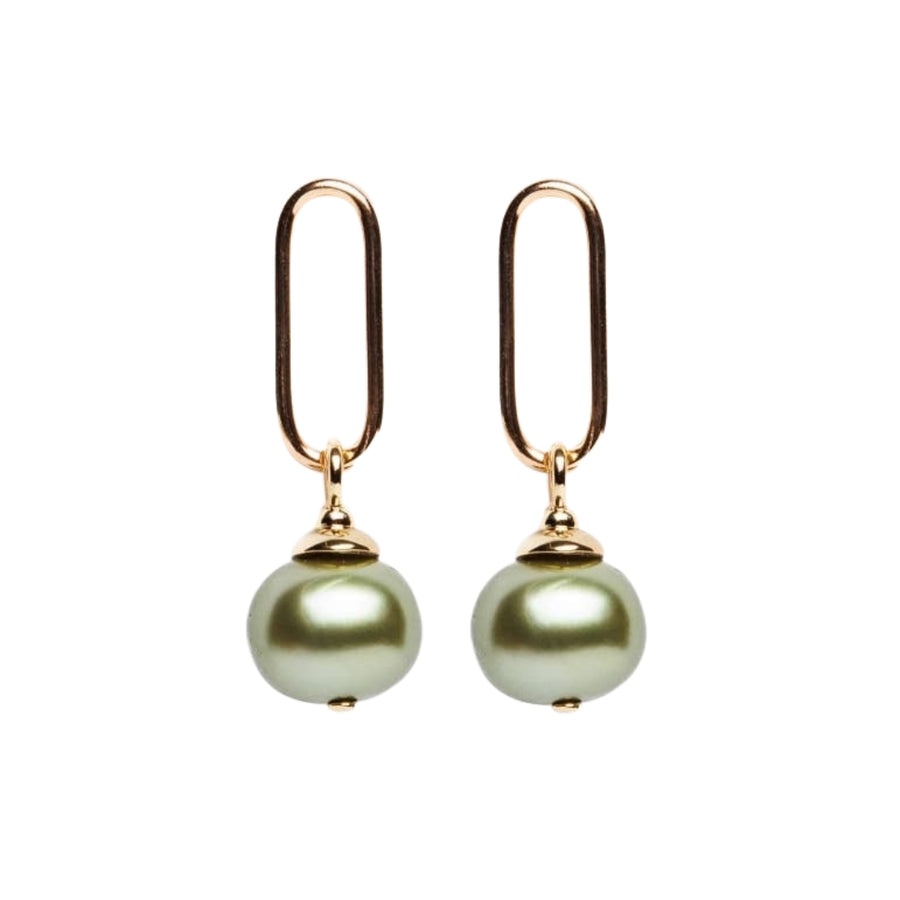 Paper Clip + Pearl Earrings