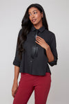 Blouse With Faux Leather Tie