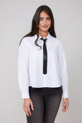 Blouse With Faux Leather Tie
