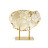 White Quartz Geode Slab on Gold Stand