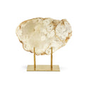 White Quartz Geode Slab on Gold Stand
