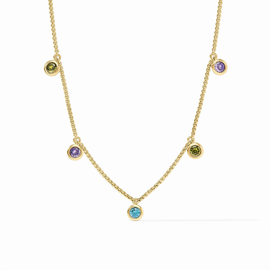 Rainbow Delicate Charm Necklace-Blue Twilight