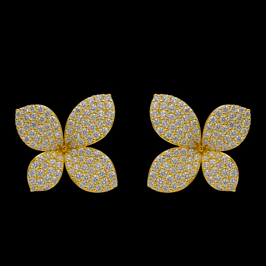 Pave Flower Post Earring