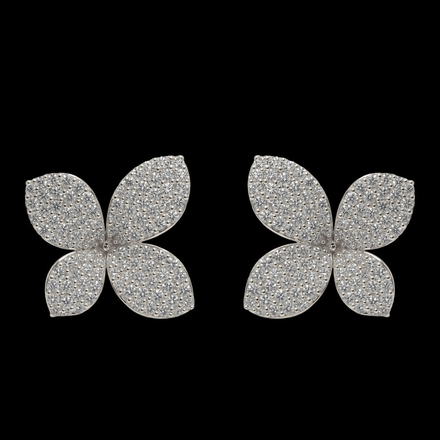 Pave Flower Post Earring