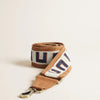 Beaded and Suede Crossbody Strap - U Pattern Natural & Navy
