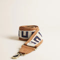 Beaded and Suede Crossbody Strap - U Pattern Natural & Navy