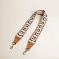 Beaded and Suede Crossbody Strap - U Pattern Natural & Navy