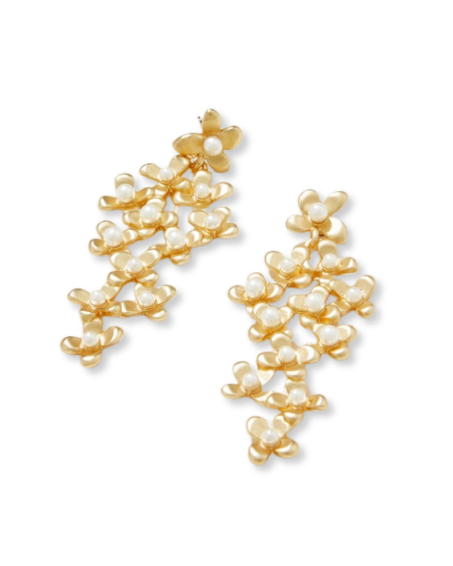 Dripping In Flowers Pearl Earrings