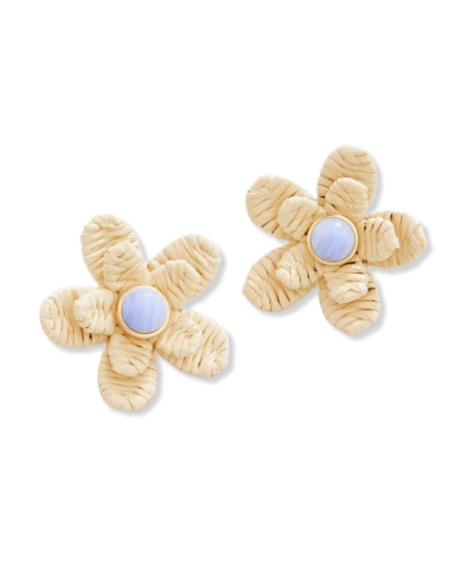 Sweet Straw Flower Earrings