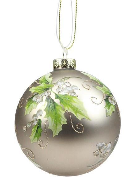 Glass Ball Holly Berry Ornament