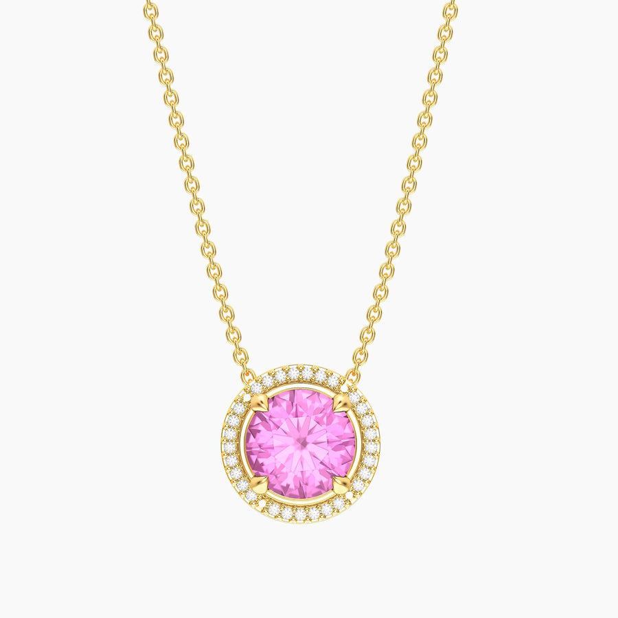 Pink Tourmaline Birthstone Pendant Necklace
