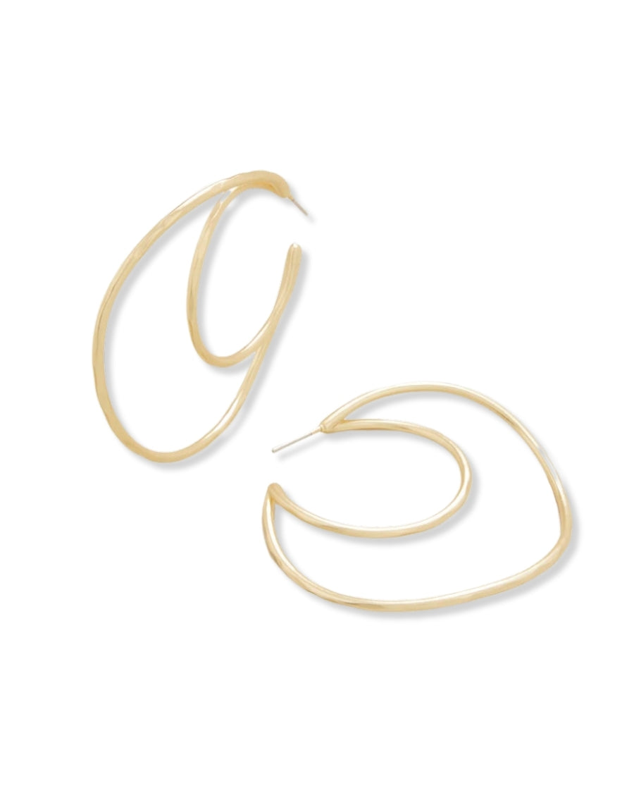 Winding Oak Hoop Earrings Gold