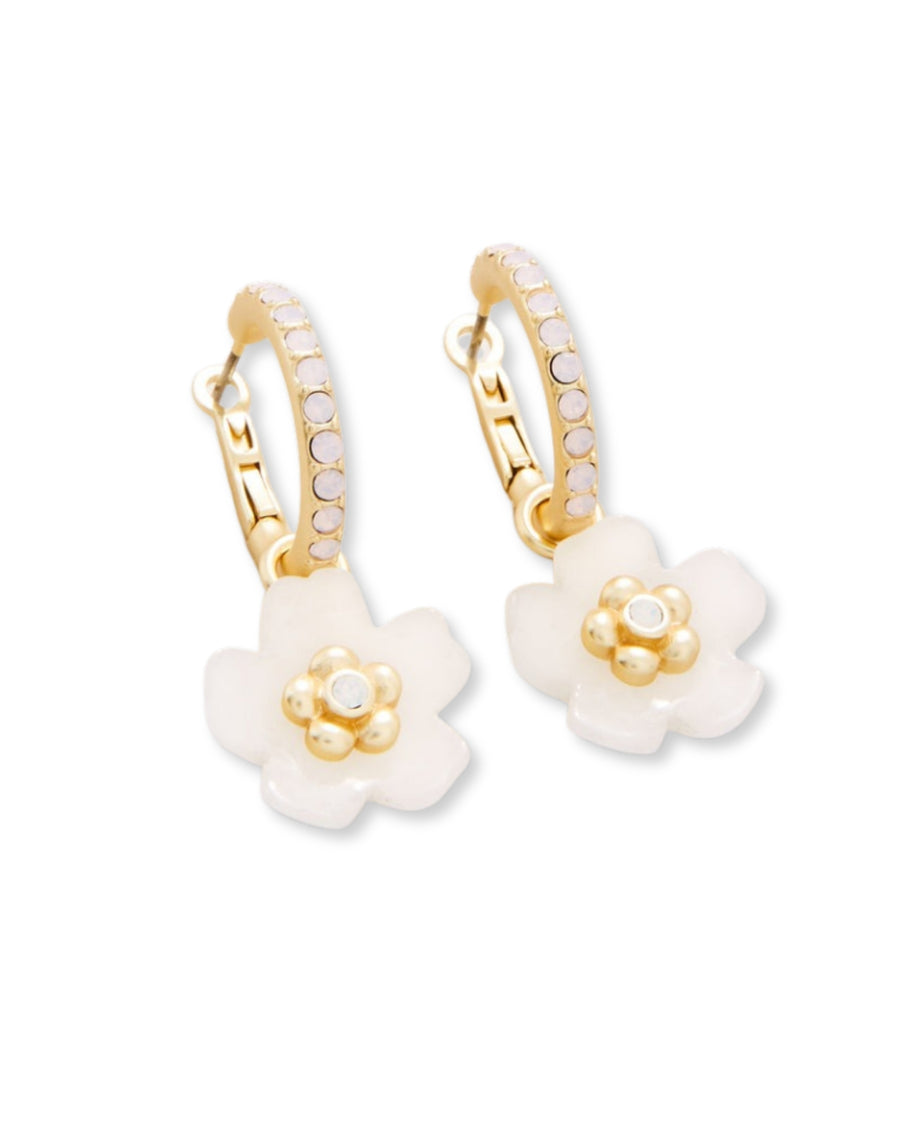 Yarrow Flower Earrings White Opal