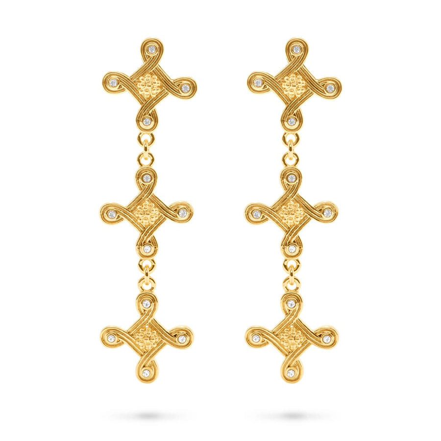 Monique Compass Drop Earrings - Gold/Crystal