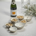 Small Cluster of Eight Serving Bowls - Nickel & White